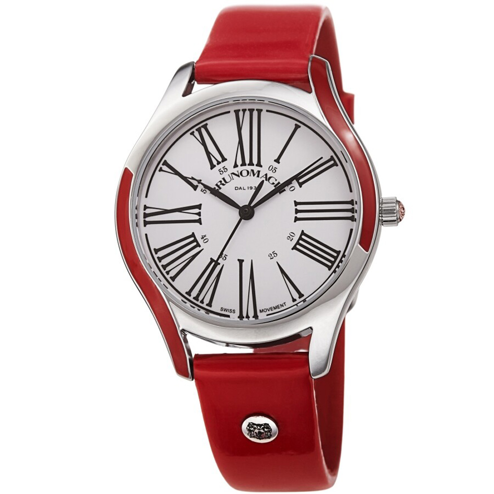 Bruno Magli Alessia 1381 Quartz White Dial Ladies Watch 36mm Red Band 29.191381.SR Bruno Magli Alessia 1381 Quartz White Dial Ladies Watch 36mm Red Band 29.191381.SR